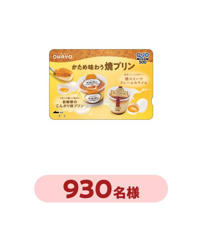 2個コース：オリジナルデザインQUOカード500円分 930名様