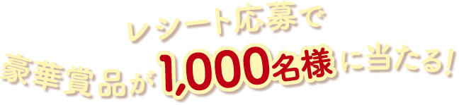 レシート応募で豪華賞品が1,000名様に当たる！