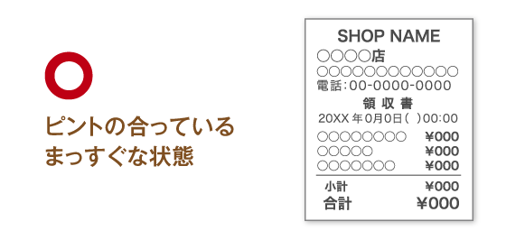 〇 ピントの合っているまっすぐな状態
